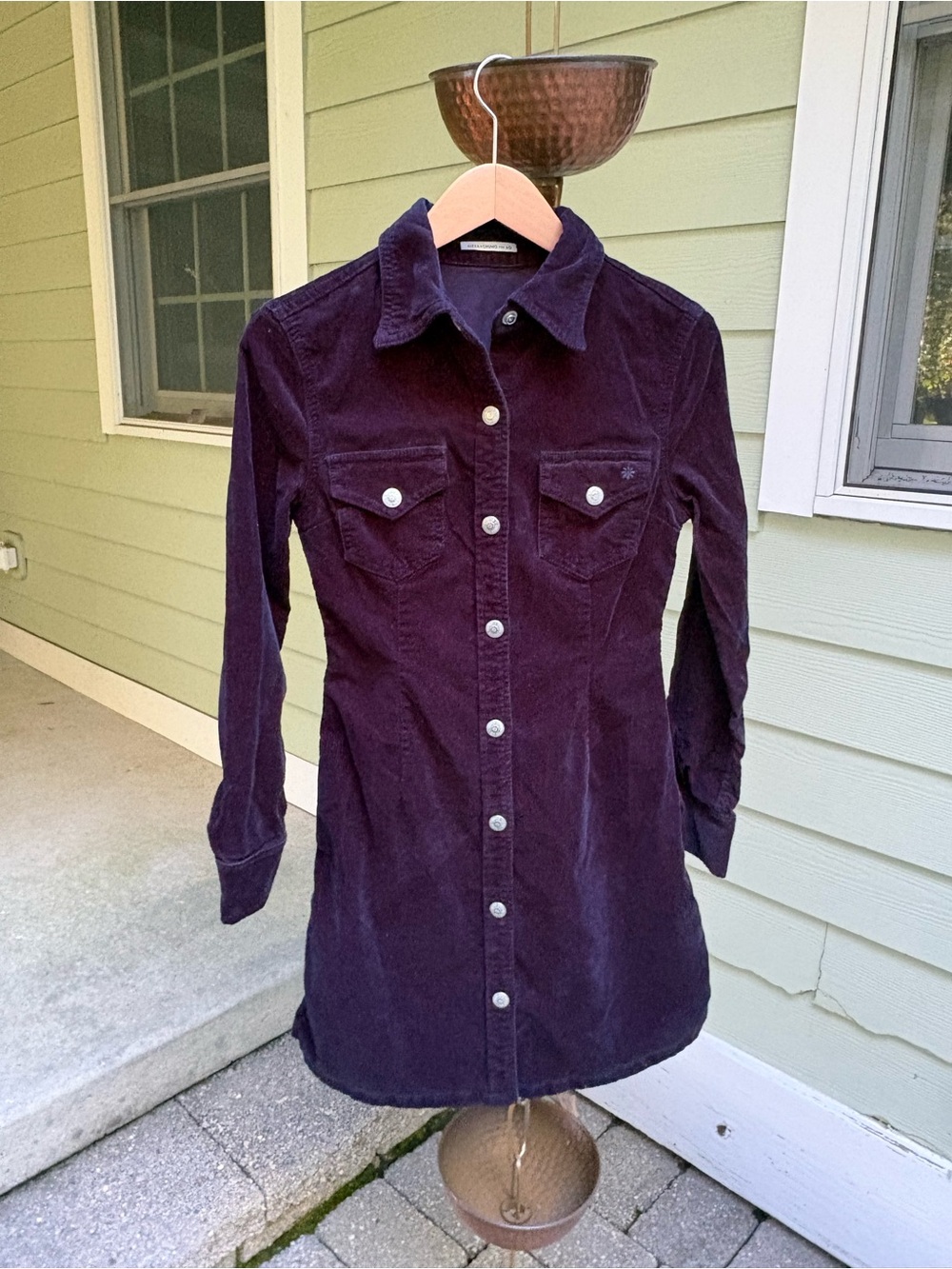 Alexa Chung for AG Women’s Navy  Corduroy Button-Down dress . Snap buttons